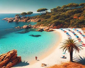 Plage paradisiaque de Palombaggia en Corse