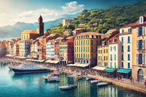 Port de Bastia avec ses bateaux et façades colorées