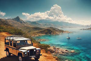Jeep en pleine exploration des montagnes crétoises
