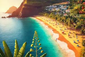 Vue sur la plage de Poucas à Madère