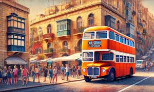 Bus traditionnels orange à Malte