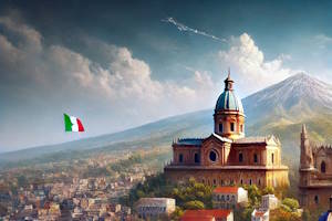 Paysage sicilien avec Palerme et l'Etna en arrière-plan