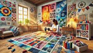 Exemple de couverture un patchwork en tissus