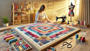 Gabarit patchwork avec morceaux de tissu colorés