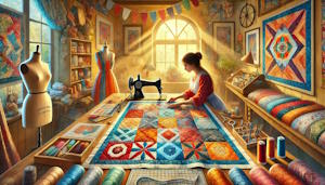 Exemple de couverture un patchwork en tissus