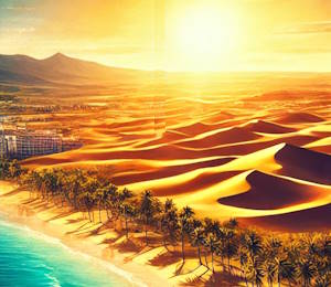 Dunes de Maspalomas avec vue sur l'océan Atlantique