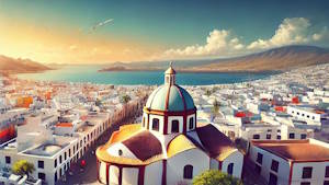 Vue sur la capitale Arrecife à Lanzarote