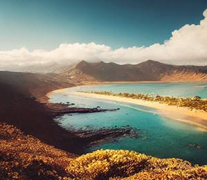 Plage et falaises de Famara à Lanzarote