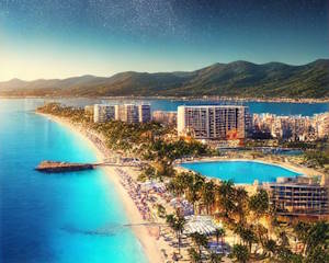 Plage animée de L'Arenal dans la baie de Palma