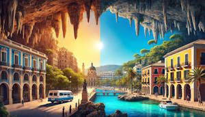 Paysage enchanteur de Majorque entre mer turquoise et montagnes verdoyantes