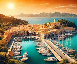 Vue du port de Sóller à Majorque
