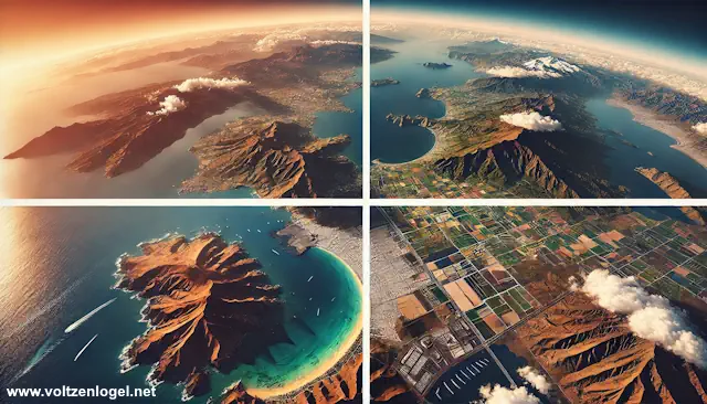 Vue aérienne des îles Canaries et de l'océan Atlantique
