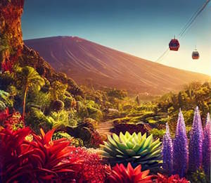 Téléphérique du Teide avec vue sur la vallée