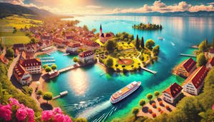 Vue panoramique du lac de Constance avec des montagnes en arrière-plan