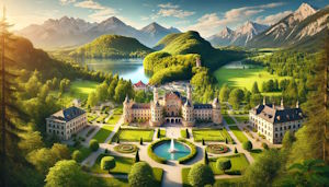Château de Linderhof entouré de paysages verdoyants