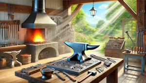 Atelier de métallurgie montrant des équipements de soudure et de travail du métal