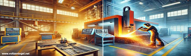 Technicien chaudronnier utilisant un chalumeau