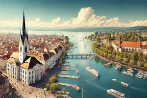 Vue panoramique sur le lac de Constance et la vieille ville