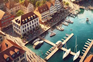Vue panoramique du port de Constance