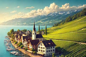 Vue panoramique du lac de Constance depuis Hagnau