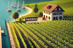Vignoble de Hagnau avec vue sur le lac de Constance.