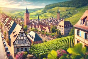 Vue panoramique sur Andlau et ses vignobles