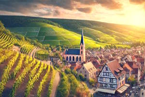 Vue panoramique sur Andlau et ses vignobles