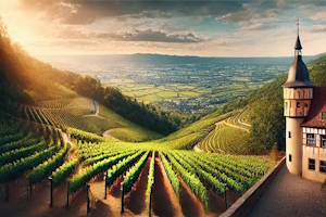 Vue panoramique sur la vallée alsacienne depuis les châteaux