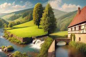 Paysage bucolique d'Oberhaslach, village pittoresque des Vosges