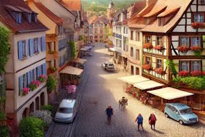 Maisons à colombages colorées à Obernai