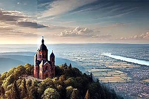 Vue panoramique de l'abbaye bénédictine au Mont Sainte-Odile