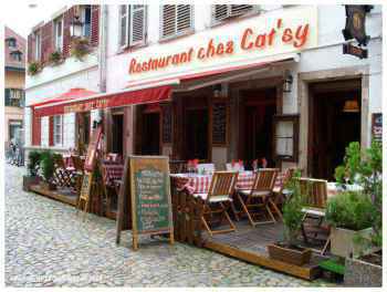 La terrasse du restaurant chez Cat'sy à Strasbourg