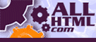 Logo de AllHTML, un portail dédié aux webmasters offrant des tutoriels, des forums, et des actualités sur le développement web, couvrant des langages comme HTML, XML, WML, PHP, etc.