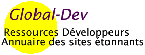 Logo de Global Dev, un site offrant des ressources et des annuaires pour développeurs, avec des services professionnels de gestion de sites web