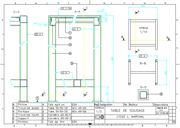 plan de table de soudage pour métallerie et chaudronnerie